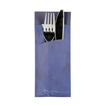 Bestecktaschen 20 cm x 8,5 cm blau inkl. weißer Serviette