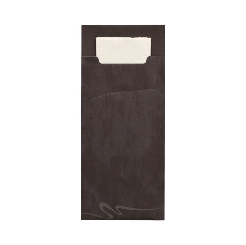 Bestecktaschen 20 cm x 8,5 cm schwarz inkl. weißer Serviette