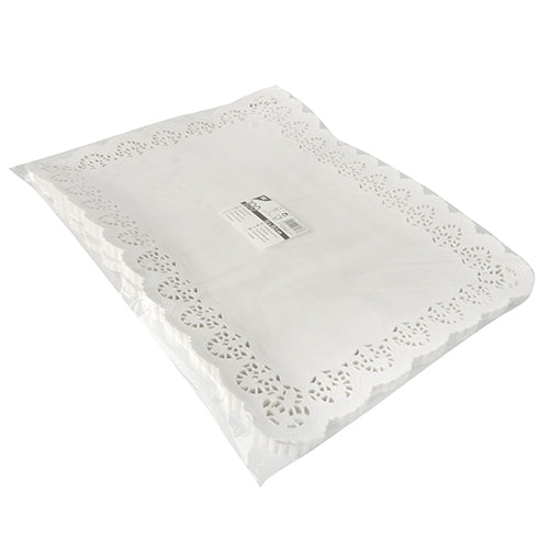 Spitzenpapiere eckig 53 cm x 32,5 cm weiss