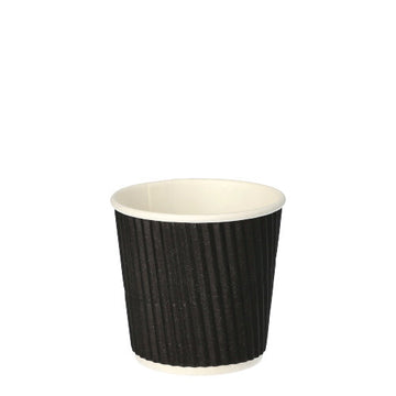 Trinkbecher, Pappe "To Go" 0,1 l Ø 6 cm · 6 cm schwarz Ripple Wall