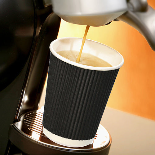 Trinkbecher, Pappe "To Go" 0,1 l Ø 6 cm · 6 cm schwarz Ripple Wall