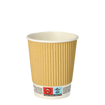 Trinkbecher, Pappe 0,2 l Ø 8 cm · 9 cm natur Ripple Wall