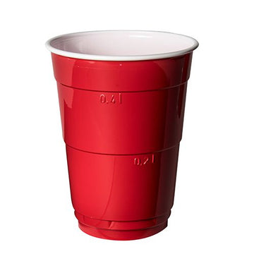 Bierbecher, PS 0,4 l Ø 9,5 cm · 12 cm rot/weiss