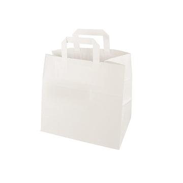 Tragetaschen, Papier 25 cm x 26 cm x 17 cm weiss mit Tragegriff