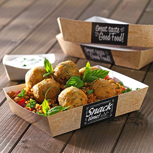 Snacktrays, Pappe "pure" 3 cm x 3,3 cm x 10,5 cm "Good Food"