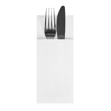 Bestecktaschen, Airlaid 40 cm x 33 cm weiss mit Besteckfalz