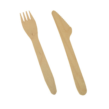 Bestecke, Holz "pure" 16,5 cm (Messer, Gabel)