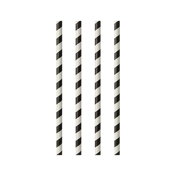 Trinkhalme, Papier Ø 6 mm · 20 cm schwarz/weiss "Stripes"