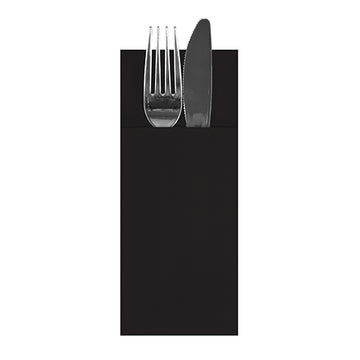 Bestecktaschen, Airlaid 40 cm x 33 cm schwarz mit Besteckfalz