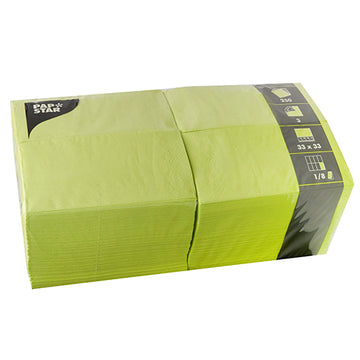 Servietten, 3-lagig 1/8-Falz 33 cm x 33 cm limonengrün