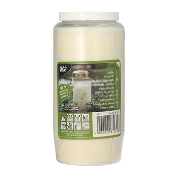 Öl-Licht T6, 100 % Pflanzenfett Ø 7 cm · 14 cm weiss transparente Hülle