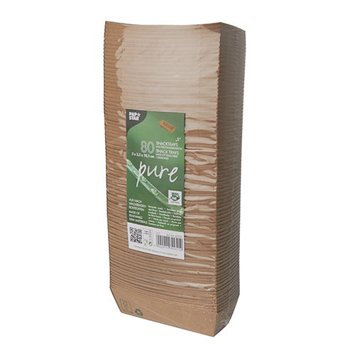 Snacktrays, Pappe "pure" 3 cm x 3,3 cm x 10,5 cm braun "100% Fair"