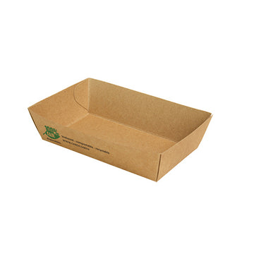 Snacktrays, Pappe "pure" 3,5 cm x 7 cm x 12 cm braun "100% Fair" mittel