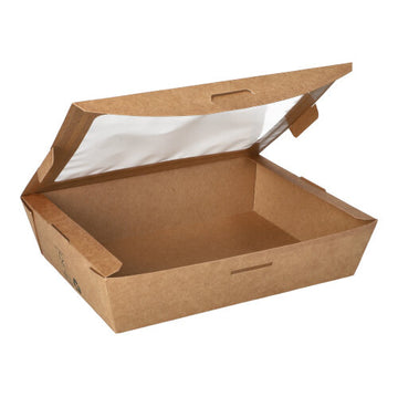 Feinkostboxen Pappe "pure" eckig 1000 ml 4,5 cm x 18 cm x 13,5 cm braun "100% Fair"