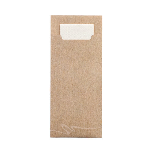Bestecktaschen 20 cm x 8,5 cm natur inkl. weißer Serviette