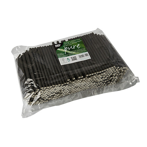 Cocktail Trinkhalme, Papier Ø 7 mm · 15 cm schwarz