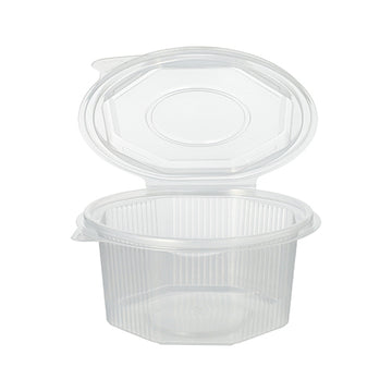 Verpackungsbecher mit Klappdeckeln, PP 8-eckig 500 ml 5,6 cm x 11 cm x 11 cm transparent