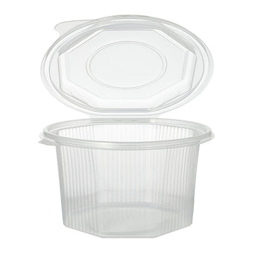 Verpackungsbecher mit Klappdeckeln, PP 8-eckig 1 l 8,3 cm x 13 cm x 13 cm transparent