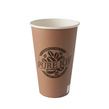 Trinkbecher, Pappe 0,4 l Ø 9 cm · 13,9 cm braun "Pure Joy"