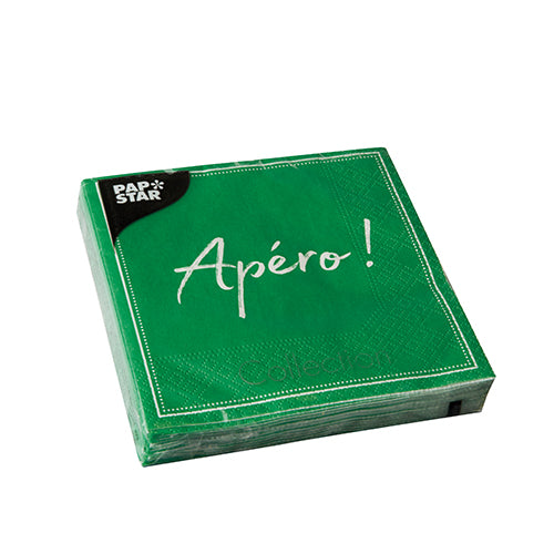 Servietten, 3-lagig 1/4-Falz 25 cm x 25 cm grün "Apero"