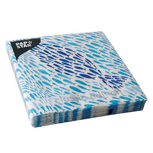 Servietten, 3-lagig 1/4-Falz 33 cm x 33 cm "Banc de Poissons"