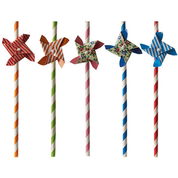 Trinkhalme, Papier Ø 6 mm · 20 cm farbig sortiert "Windmill"