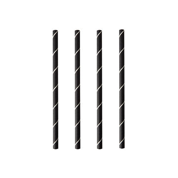 Cocktail Trinkhalme, Papier Ø 7 mm · 15 cm schwarz/weiss "Stripes"