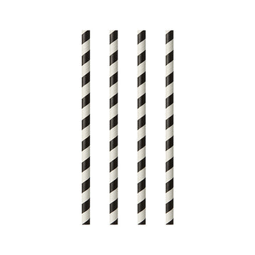 Trinkhalme, Papier Ø 6 mm · 24 cm schwarz/weiss "Stripes"