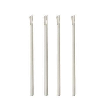 Trinkhalme mit Löffel, Papier "pure" Ø 8 mm · 20 cm weiss