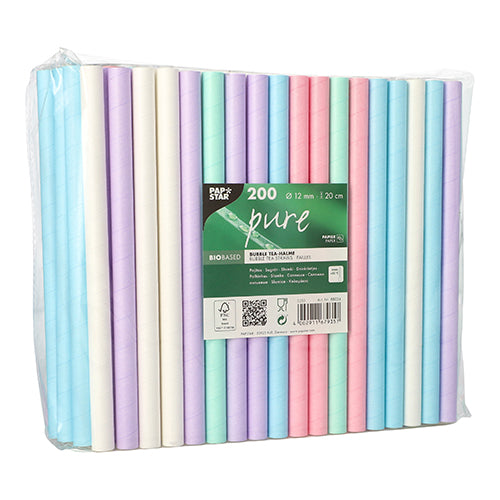 Bubble Tea Halme Papier Ø 12 mm · 20 cm farbig sortiert