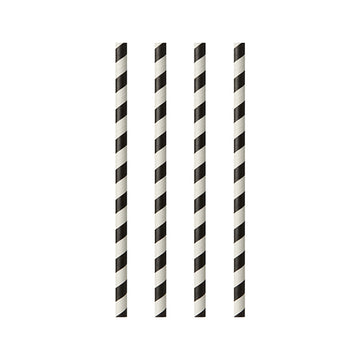 Trinkhalme, Papier Ø 6 mm · 20 cm schwarz/weiss "Stripes"