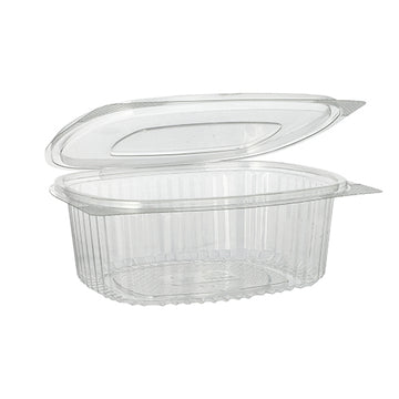Feinkost- und Salatschalen mit Klappdeckel, R-PET oval 750 ml 6,2 cm x 14,4 cm x 17,5 cm klar