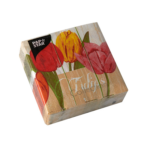 Servietten, 3-lagig 1/4-Falz 25 cm x 25 cm "Blooming Tulips"