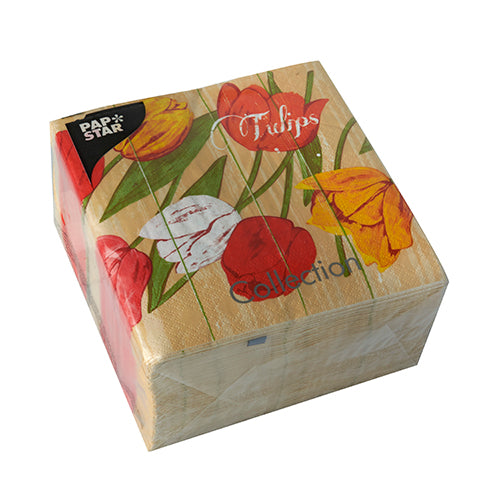 Servietten, 3-lagig 1/4-Falz 33 cm x 33 cm "Blooming Tulips"