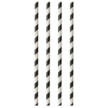 Trinkhalme, Papier Ø 6 mm · 29 cm schwarz/weiss "Stripes"