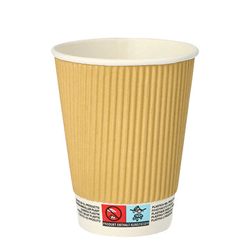 Trinkbecher, Pappe 0,3 l Ø 9 cm · 11 cm natur Ripple Wall