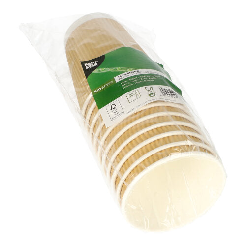 Trinkbecher, Pappe 0,3 l Ø 9 cm · 11 cm natur Ripple Wall