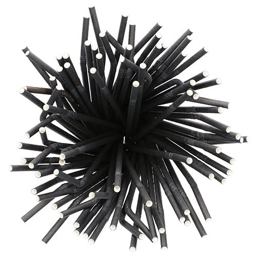Trinkhalme, Papier Ø 6 mm · 22 cm schwarz flexibel