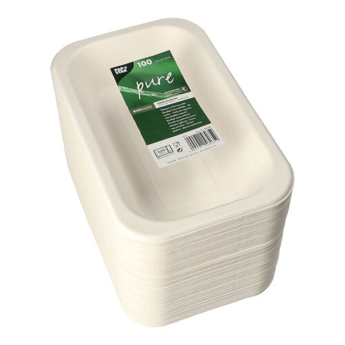 Siegelschalen, Zuckerrohr 750 ml 4,2 cm x 15 cm x 24 cm weiss