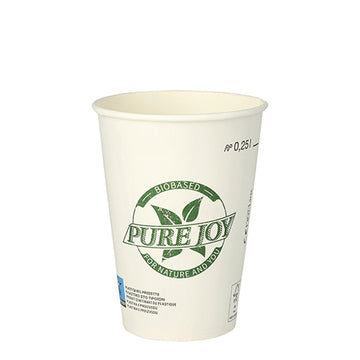 Trinkbecher, Pappe 0,25 l Ø 8 cm · 10,8 cm weiss "Pure Joy"