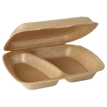 Menüboxen mit Klappdeckel, XPP 2-geteilt 7 cm x 20,5 cm x 24 cm beige