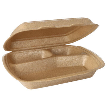 Menüboxen mit Klappdeckel, XPP 3-geteilt 7 cm x 20,5 cm x 24 cm beige