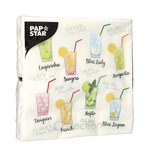 Servietten, 3-lagig 1/4-Falz 33 cm x 33 cm "Cocktail"