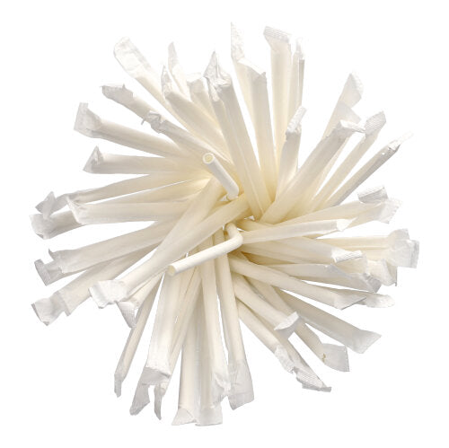 Trinkhalme, flexibel, Papier "pure" Ø 6 mm · 20 cm weiss einzeln gehüllt
