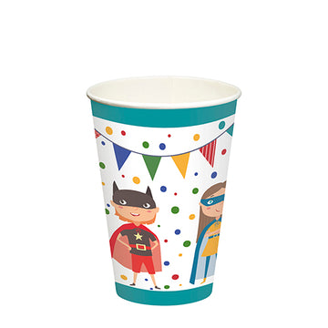 Trinkbecher, Pappe 0,2 l Ø 7 cm · 9,7 cm "Superhero"