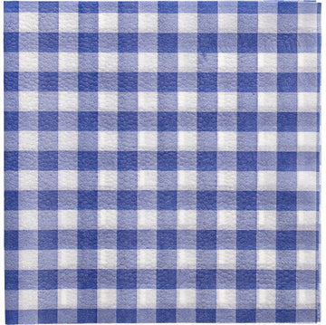 Servietten, 1-lagig 1/4-Falz 33 cm x 33 cm blau/weiss "Vichy Karo"