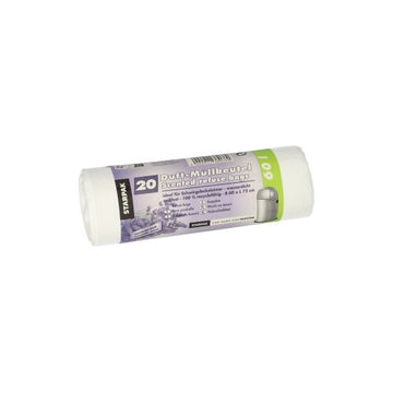 Müllbeutel, LDPE mit Duft 60 l 72 cm x 60 cm weiss - Lavender