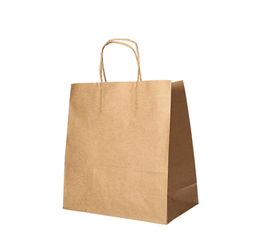 Tragetaschen, Papier 27 cm x 32 cm x 17 cm braun mit gedrehtem Tragegriff