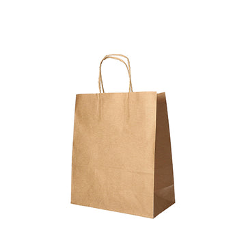 Tragetaschen, Papier 28 cm x 22 cm x 10 cm braun mit gedrehtem Tragegriff