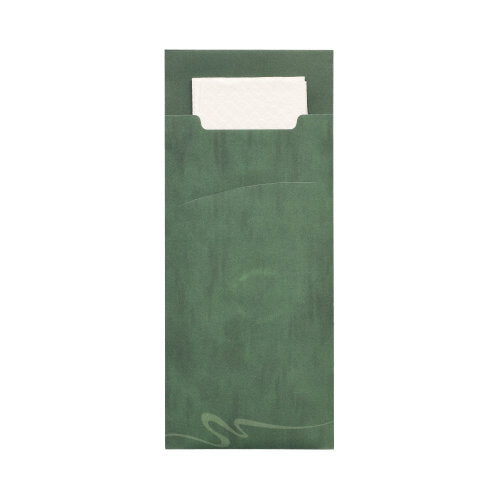 Bestecktaschen 20 cm x 8,5 cm dunkelgrün inkl. weißer Serviette